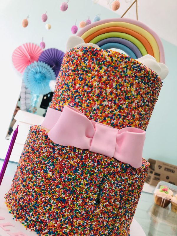 Rainbow sprinkle Tower Cake